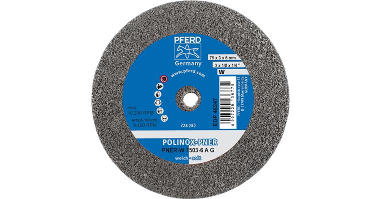 1001440507 POLINOX pressed non-woven wheel PNER 75x3mm bore 6mm soft coarse grain