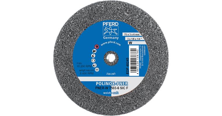 1001440508 POLINOX pressed non-woven wheel PNER diameter 75x3mm bore 6 soft SiC