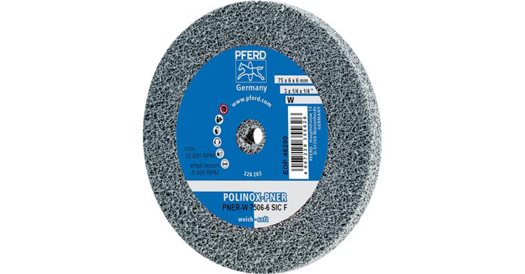 1001428915 POLINOX pressed non-woven wheel PNER diameter 75x6mm bore 6 soft SiC
