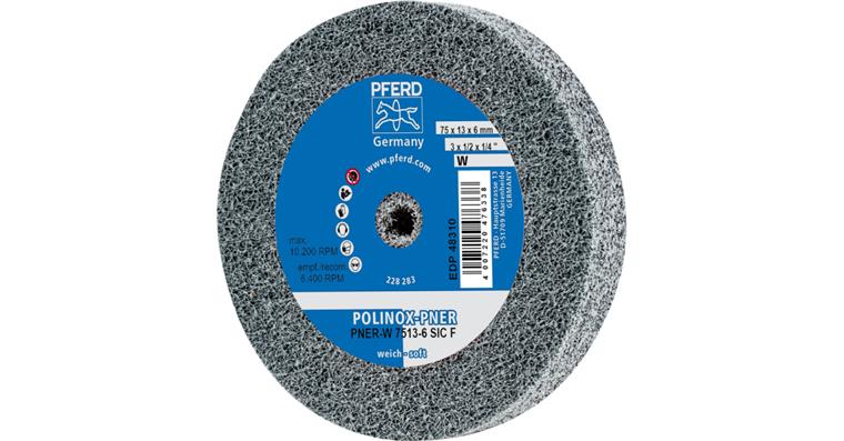 1001433414 POLINOX pressed non-woven wheel PNER diameter 75x13mm bore 6 soft SiC