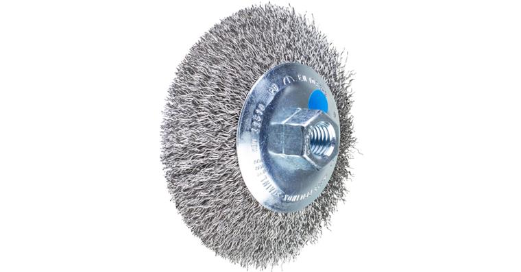 1001436558 tapered brush unknotted KBU diameter 115x10mm M14 stainless steel wire 0.35 mm