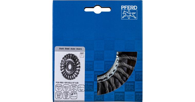 1001434040 round brush knotted RBG diameter 125x12x22.2 mm steel wire 0.50 mm