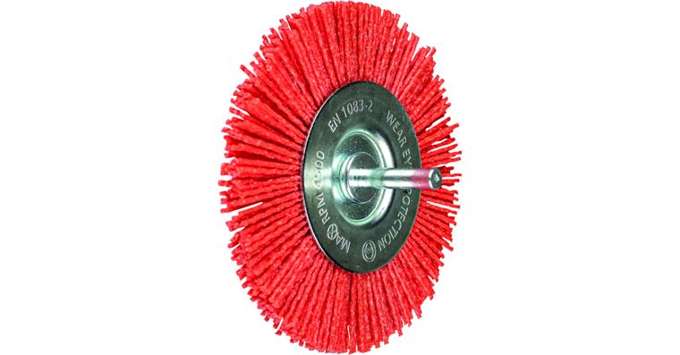 1047266201 round brush unknotted RBU diameter 100mm shaft 6 mm RED filament 1.27