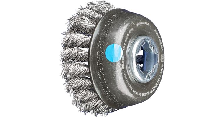 1001438582 cup brush knotted TBG diameter 80mm bore 22.2mm X-LOCK wire 0.50mm