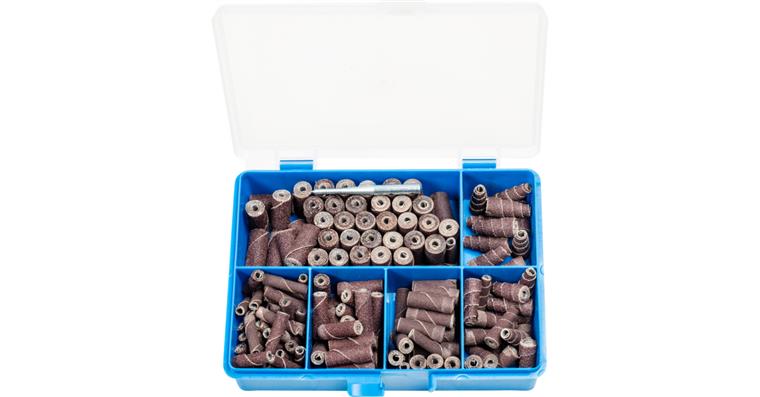 1043302101 POLIROLL set 150 cylindrical and conical sanding rollers, tool holder