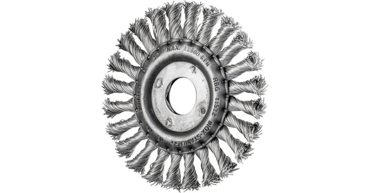 1001438588 round brush knotted RBG diameter 115x12x22.2 mm stainless steel wire 0.50 mm