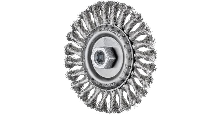 1001435229 round brush knotted RBG diameter 115x12 mm M14 stainless steel wire 0.35 mm