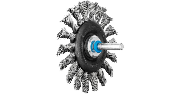 1001434041 round brush knotted RBG diameter 76x6 mm shaft 6mm stainless steel wire 0.50