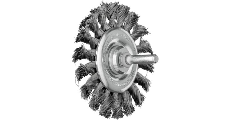 1001434079 POS round brush knotted RBG 76x6 mm shaft 6 mm steel wire 0.35