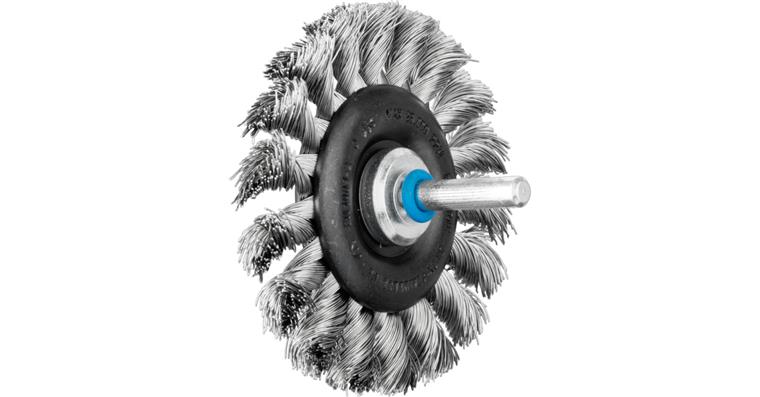 1001435205 round brush knotted RBG diameter 76x12mm shaft 6mm stainless steel wire 0.35