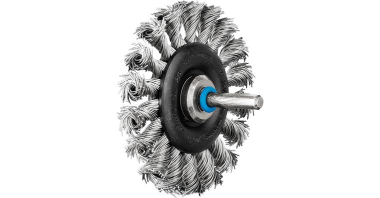 1001435266 round brush knotted RBG diameter 76x12mm shaft 6mm stainless steel wire 0.50
