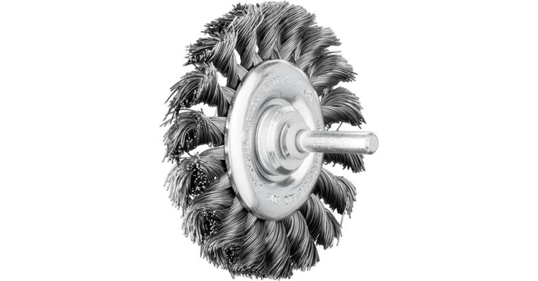 1001435203 round brush knotted RBG diameter 76x12mm shaft 6mm steel wire 0.35mm