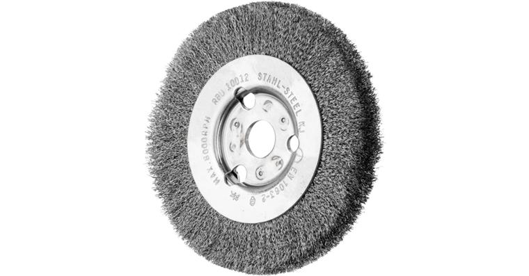 1001434373 round brush narrow unknotted RBU 100x12x14mm bore steel wire 0.15mm