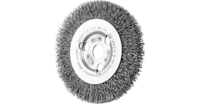 1001434374 round brush narrow unknotted RBU 100x12x14mm bore steel wire 0.30mm