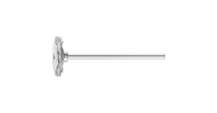 1001440022 miniature round brush RBU diameter 16x2 mm shaft 2.34mm steel wire 0.10