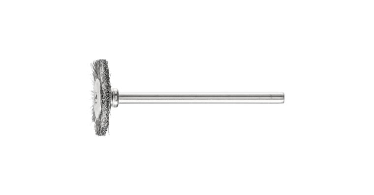 1001440040 miniature round brush RBU diameter 19x2mm shaft 3mm stainless steel wire 0.10