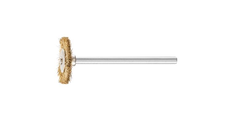 1001440041 miniature round brush RBU diameter 19x2 mm shaft 3 mm brass wire 0.10