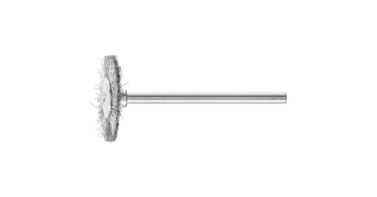 1001440056 miniature round brush RBU diameter 22x2mm shaft 3mm stainless steel wire 0.10