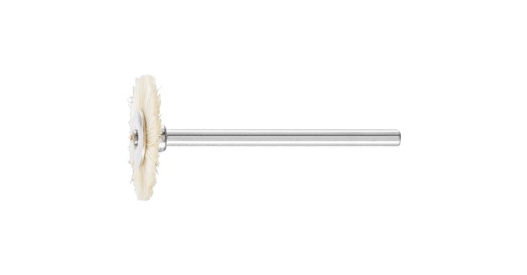 1001440061 miniature round brush RBU diameter 22x2mm shaft 3mm white pig bristle