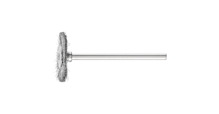1001440055 miniature round brush RBU diameter 22x2 mm shaft 3 mm steel wire 0.10