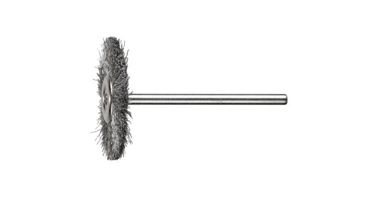 1001440067 miniature round brush RBU diameter 32x2 mm shaft 3 stainless steel wire 0.10