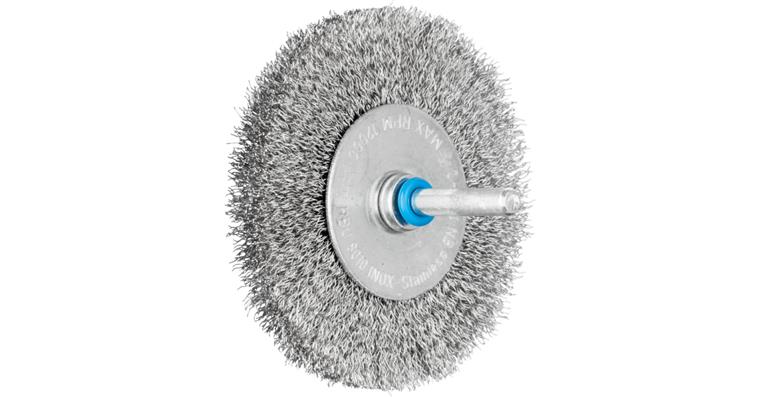 1001434245 round brush unknotted RBU diameter 80x10mm shaft 6 stainless steel wire 0.20