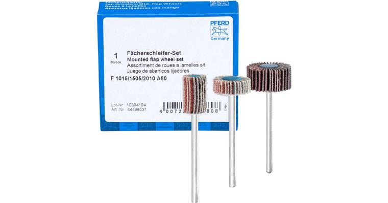 1001441849 flap disc set corundum A 80 diameter 10x15, 15x5, 20x10mm 3-piece set