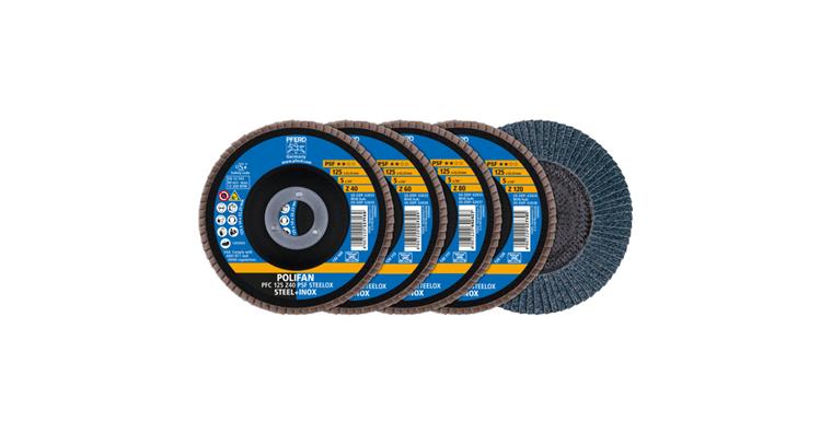 1001441990 POLIFAN flap disc set PFC 125 conical Z40/60/80/120 PSF STEELOX 4