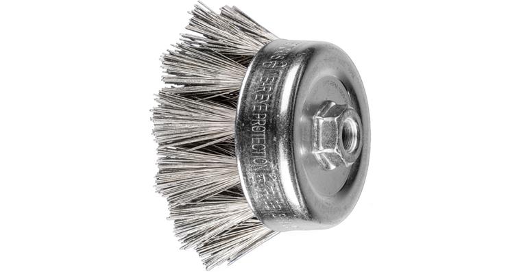 1001438751 cup brush knotted TBG 100 mm M14 stainless steel diamond wire 0.50 mm grain 400