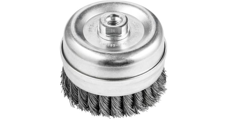 1001437713 cup brush with support ring knotted TBGR diameter 100 mm M14 wire 0.50 mm