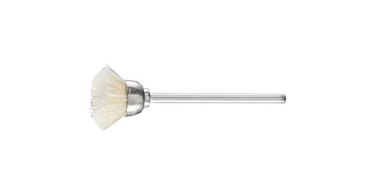 1001440099 miniature cup brush TBU 15 mm shaft 2.34 mm white pig bristle