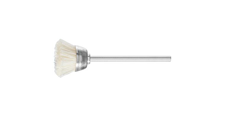 1001440115 miniature cup brush TBU 18 mm shaft 2.34 mm white pig bristle