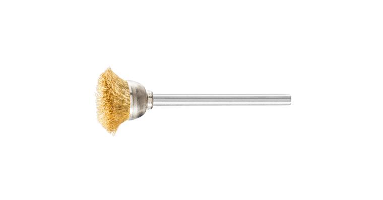 1001440122 miniature cup brush TBU diameter 18 mm shaft 3 mm brass wire 0.10