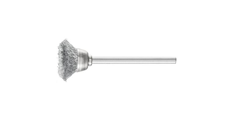 1001440120 miniature cup brush TBU diameter 18 mm shaft 3 mm steel wire 0.10 mm