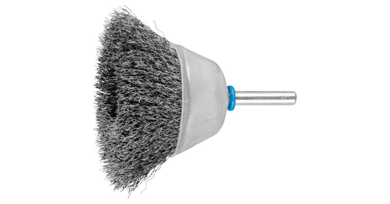 1001437201 cup brush unknotted TBU diameter 50mm shaft 6mm stainless steel wire 0.30