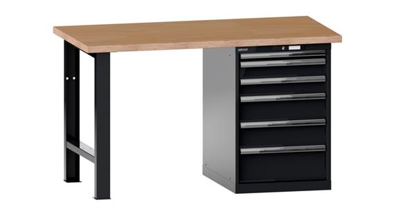Werkbank 1500x750x890mm 6 Schubladen 1x50/2x100/2x150/1x200 75kg RAL 7016