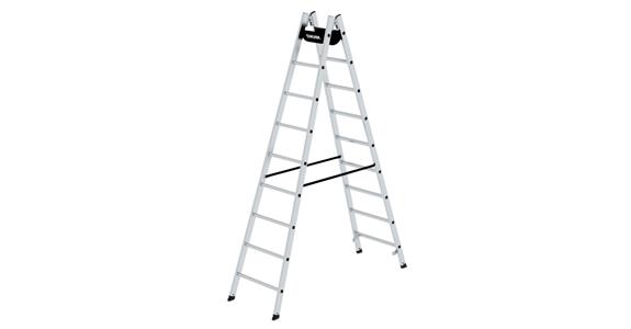 Aluminium step ladder 2x9 rungs working height 3.80 m ladder length 2.70 m
