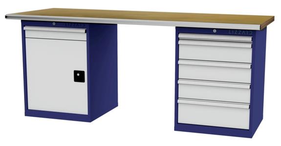 LIZZARD Reihenwerkbank 2 Gehäuse a 600x575x820mm B2000xT750xH860mm RAL5010/7035