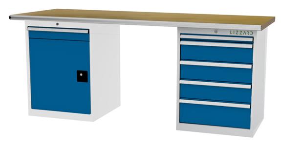 LIZZARD Reihenwerkbank 2 Gehäuse a 600x575x820mm B2000xT750xH860mm RAL7035/5012