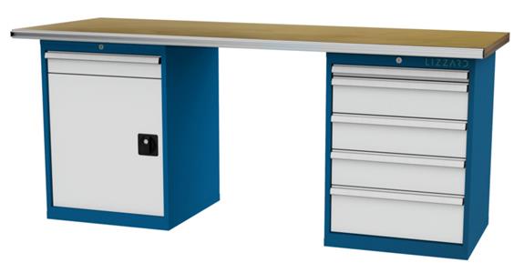 LIZZARD Reihenwerkbank 2 Gehäuse a 600x575x820mm B2000xT750xH860mm RAL7035/5010