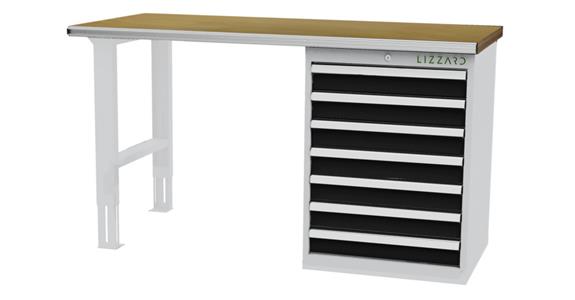 Lizzard Reihenwerkbank 7 Schubladen 1 Gehäuse B1500xT750xH860mm RAL7035/7016