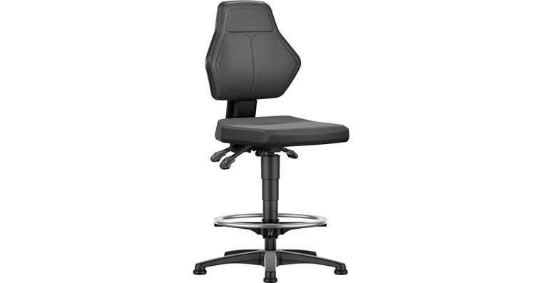 1082493202 Arbeitsdrehstuhl mit Fußring und Bodengleitern, Skintek
