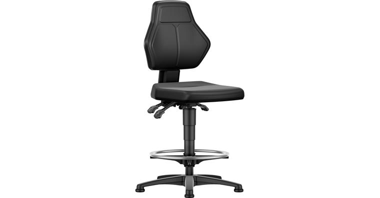 1082493201 Arbeitsdrehstuhl mit Fußring und Bodengleitern, Kunstleder