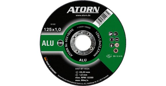 ATORN řezný kotouč na hliník a neželezné kovy 125 × 1,0 mm