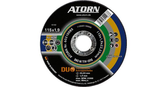 ATORN DUO ALL IN ONE hrubovací kotouč 115 × 1,9 mm