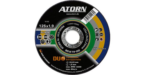 ATORN DUO ALL IN ONE hrubovací kotouč 125 × 1,9 mm