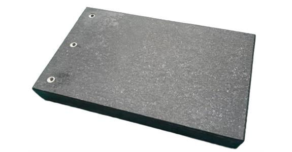 Meas. and control plate 400 x 250 x 50 mm, 3 x M8 thread, DIN876/0, hard stone
