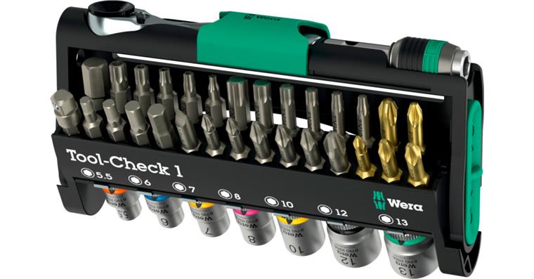 1001708620 Tool-Check 1 set, 38 pieces, 1/4 inch bit ratchet, bit holder, adapter