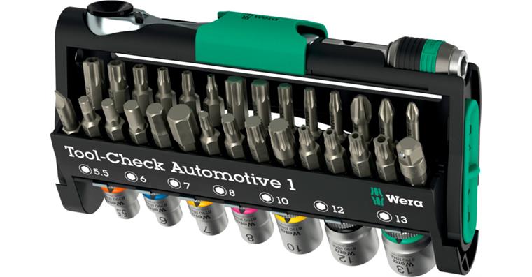 1001707036 Tool-Check Automotive 1 set 38 pcs, 1/4 in bit ratchet, bit holder, adapter