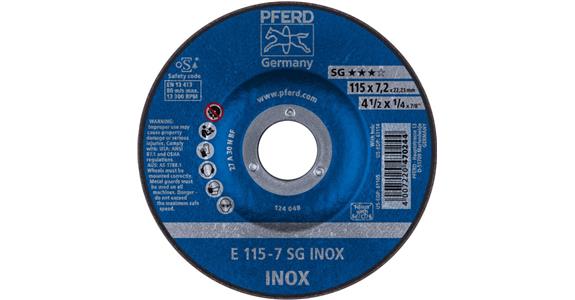 Grinding disc, depressed centre, power line, SG INOX, dia. 115x7 mm